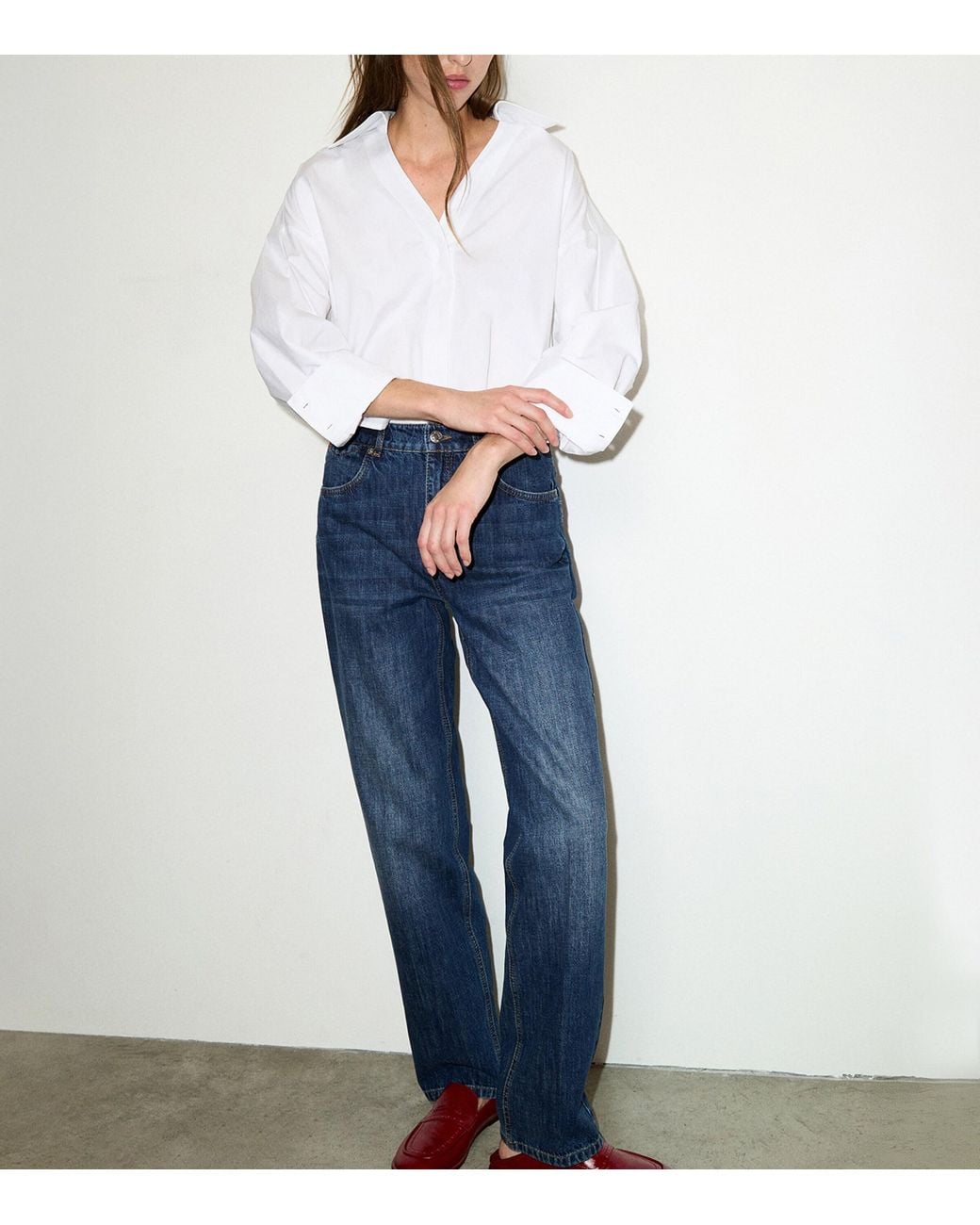 MAX&Co. Blue Straight Mid-Wash Jeans