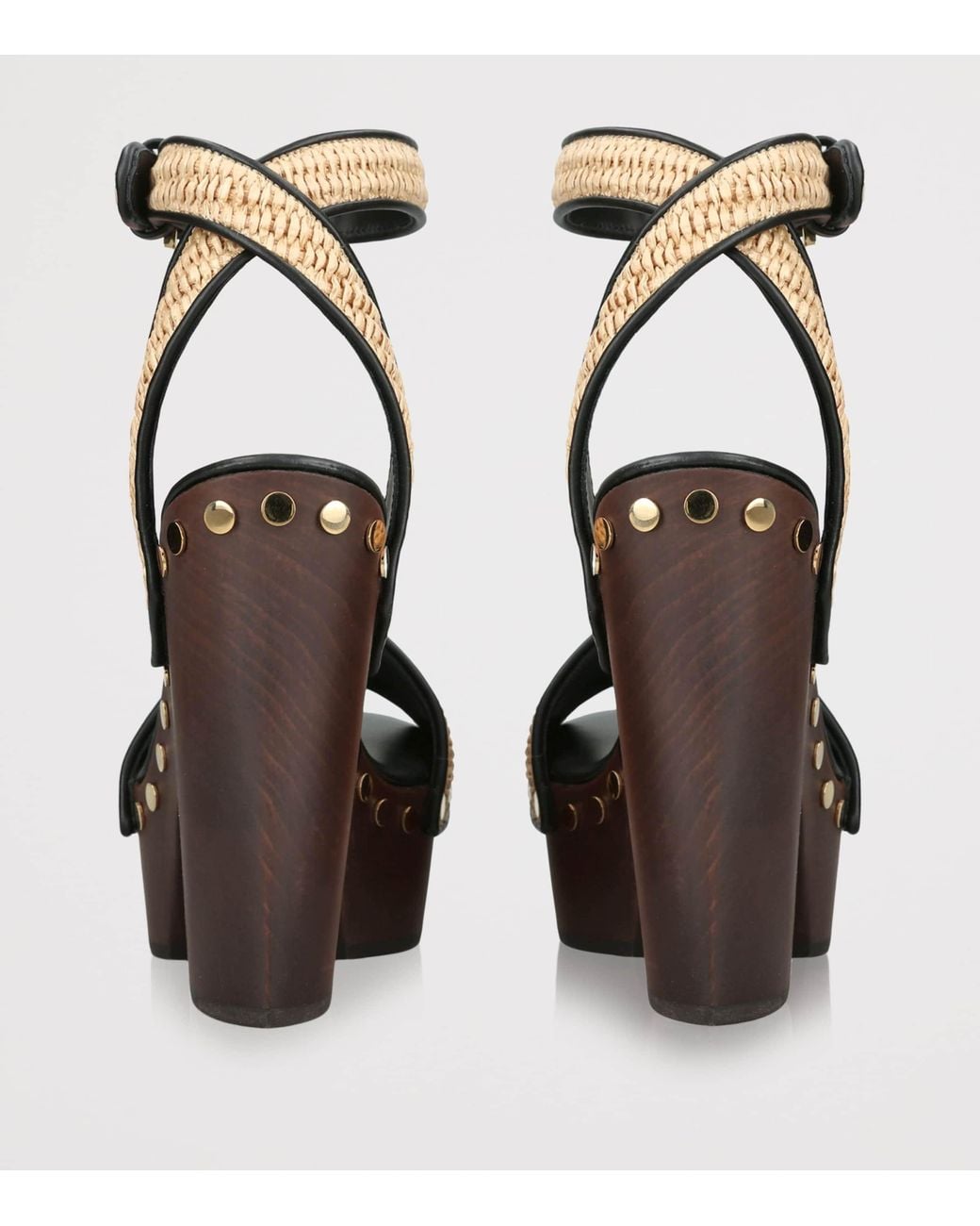 Givenchy Brown Raffia Platform Clog Sandals 95