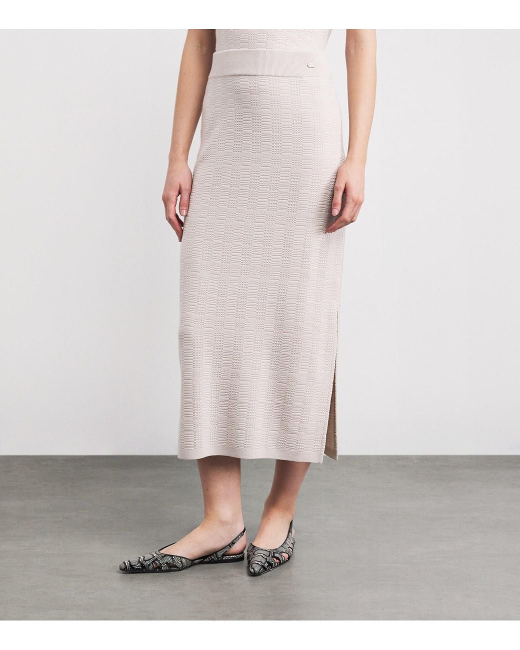 Agnona White Wool-Blend Midi Skirt