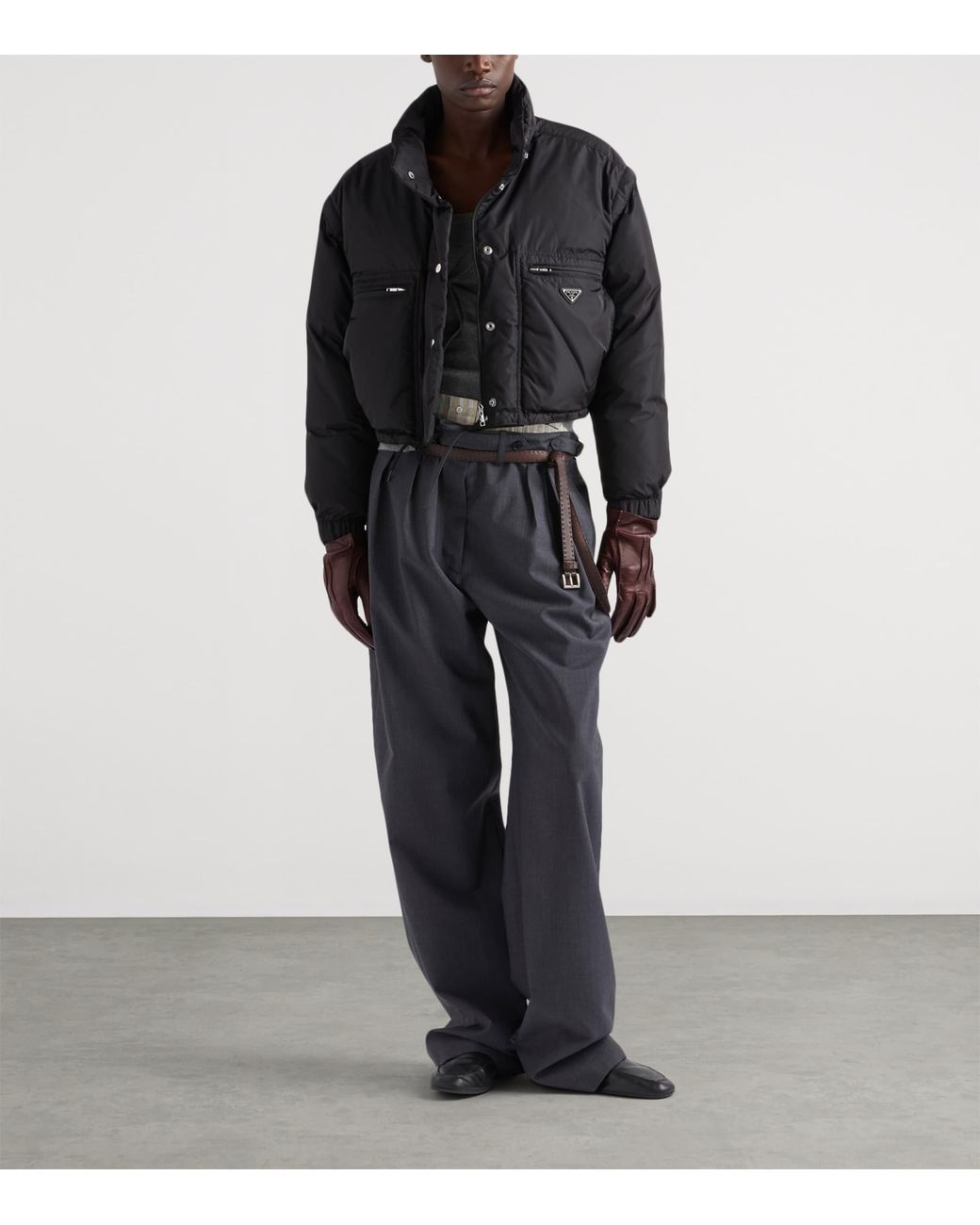 Prada Black Re-Nylon Cropped Down Jacket