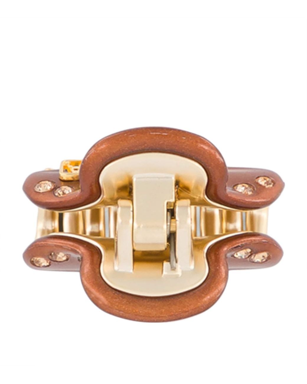 Alexandre De Paris Brown Plated Crystal-Embellished Claw Hair Clip