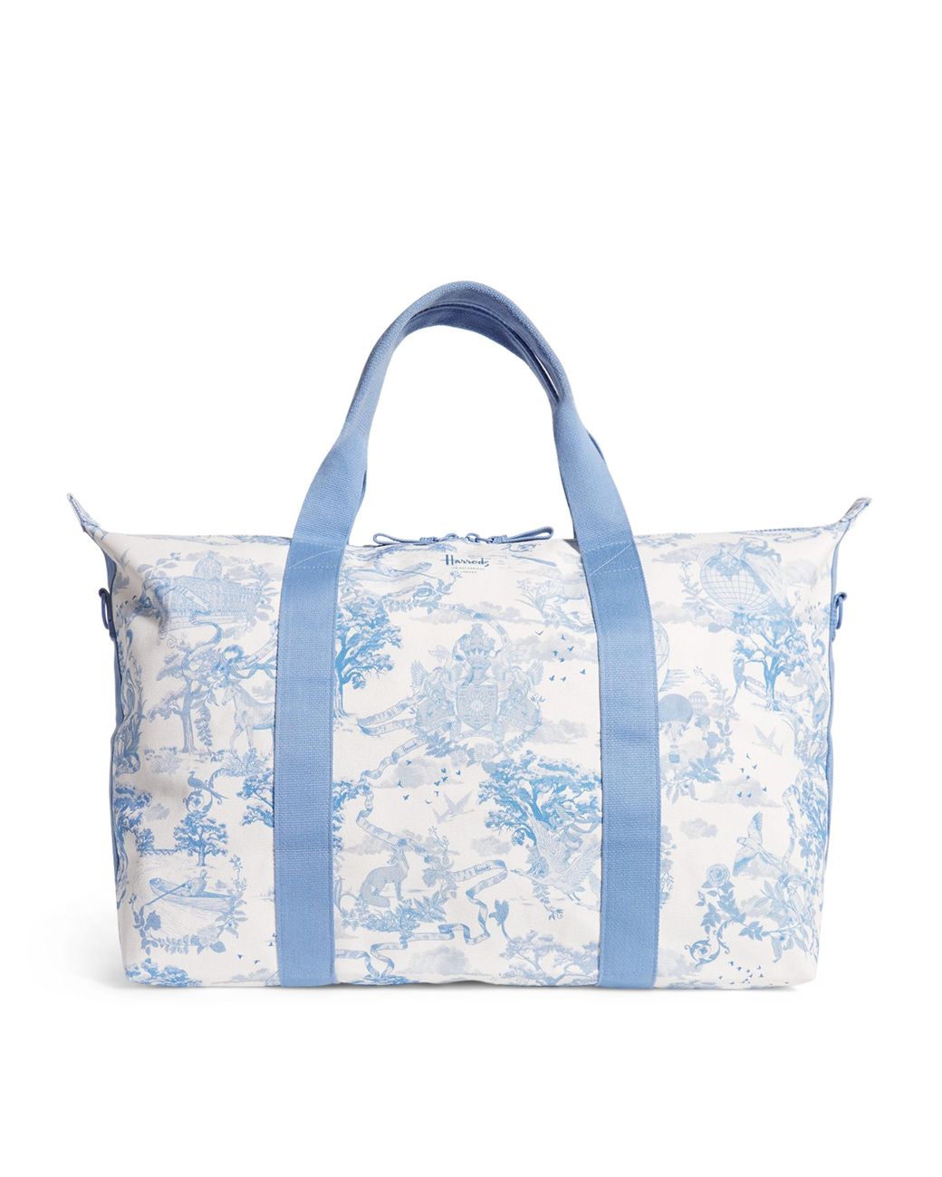 Harrods Blue Toile Overnight Packable Bag And Pouch Set