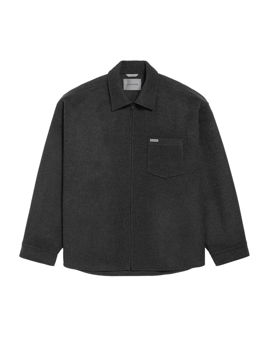 Balenciaga Black Wool Oversized Zip-Up Overshirt for men