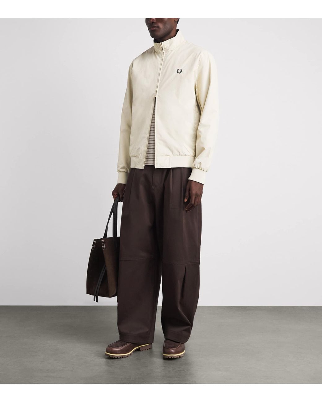 Fred Perry White Zip-Front Brentham Jacket