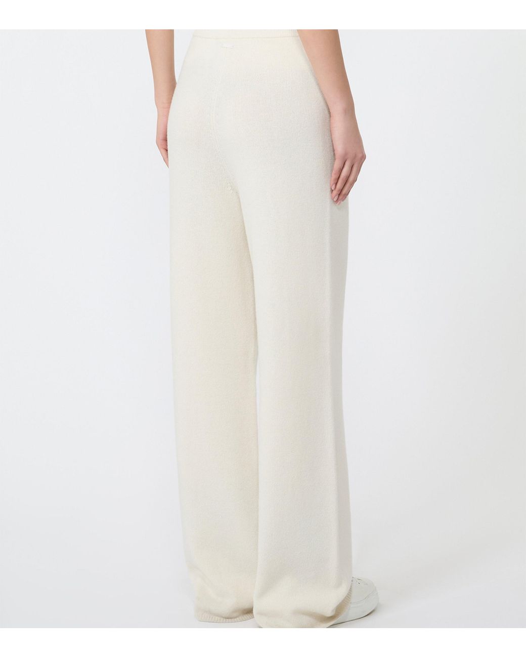 Max Mara White Cashmere Drawstring Trousers