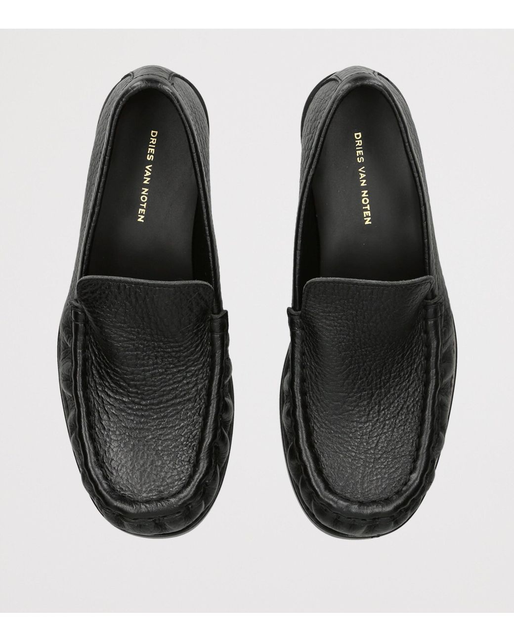 Dries Van Noten Black Leather Penny Loafers