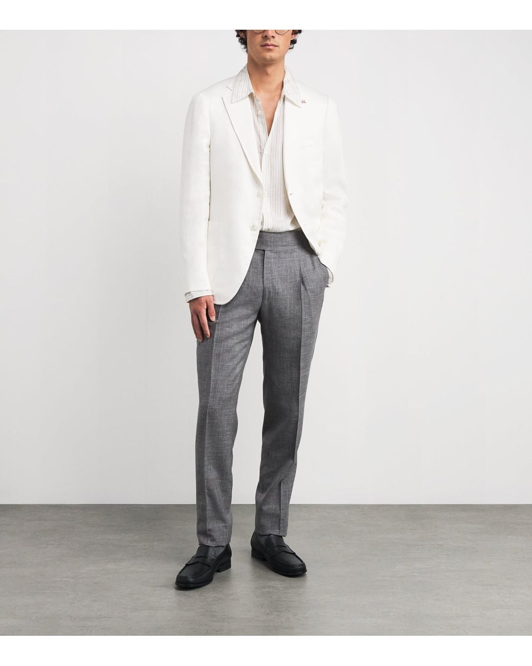 Isaia White Linen Capri Blazer for men