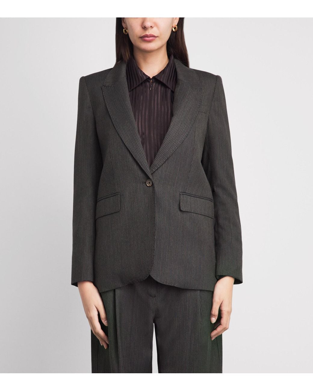 ME+EM Black Wool Sharp Shoulder Blazer