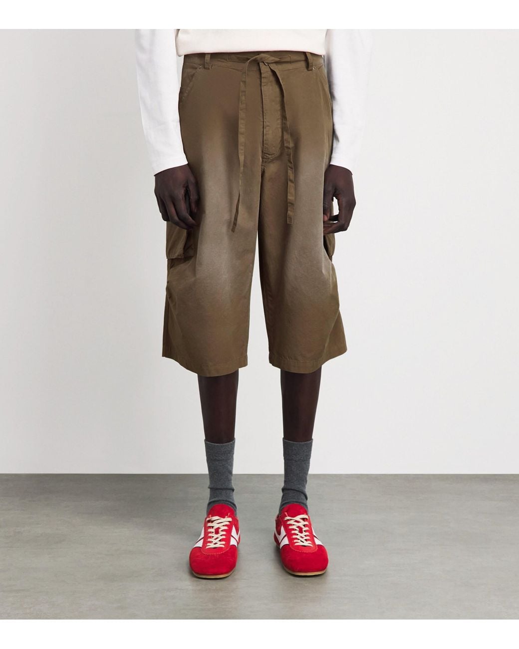 424 Green Cotton Cargo Bermuda Shorts for men