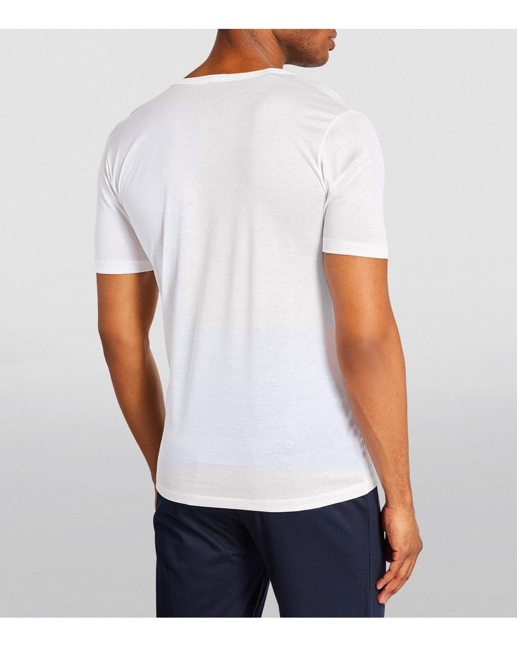 Zimmerli of Switzerland White Cotton V-Neck T-Shirt for men