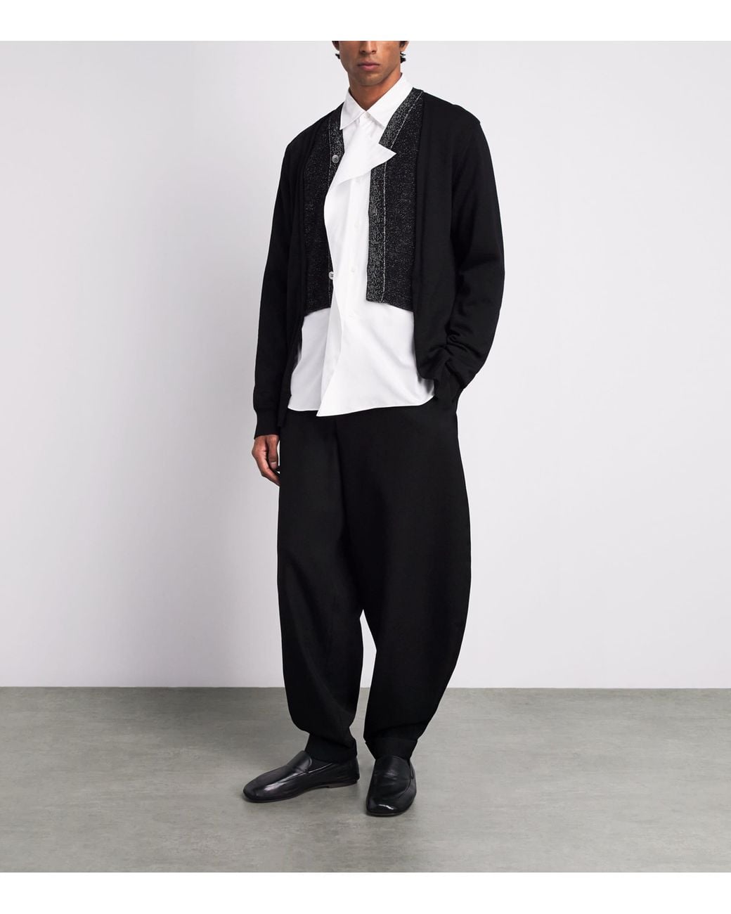 Comme des Garçons Black Wool Double-Layered Cardigan for men