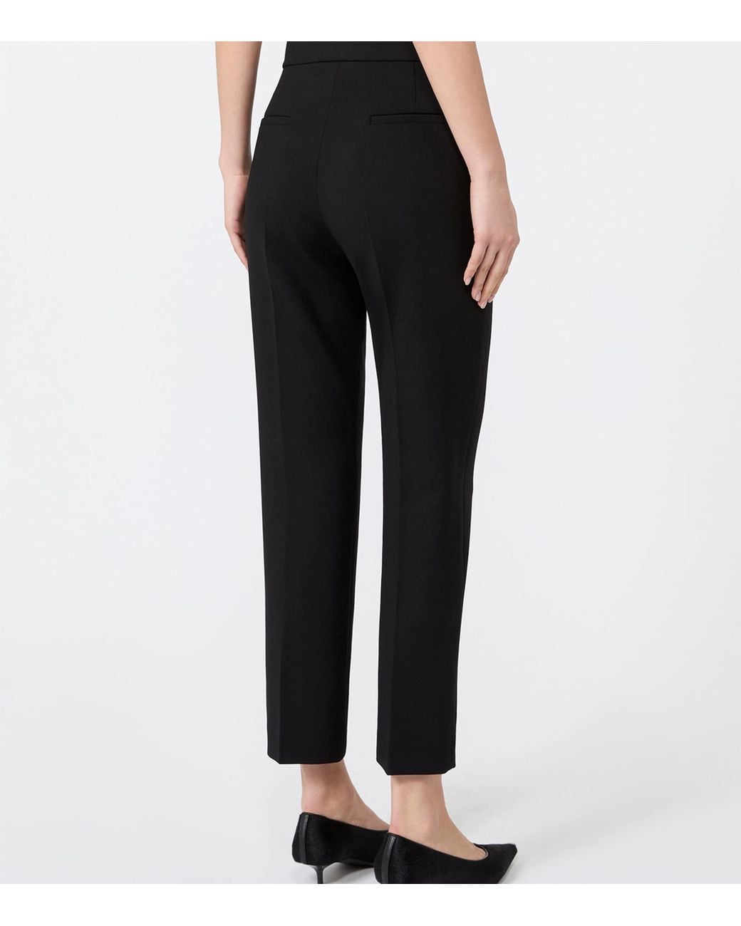 Max Mara Black Wool-Blend Cropped Trousers