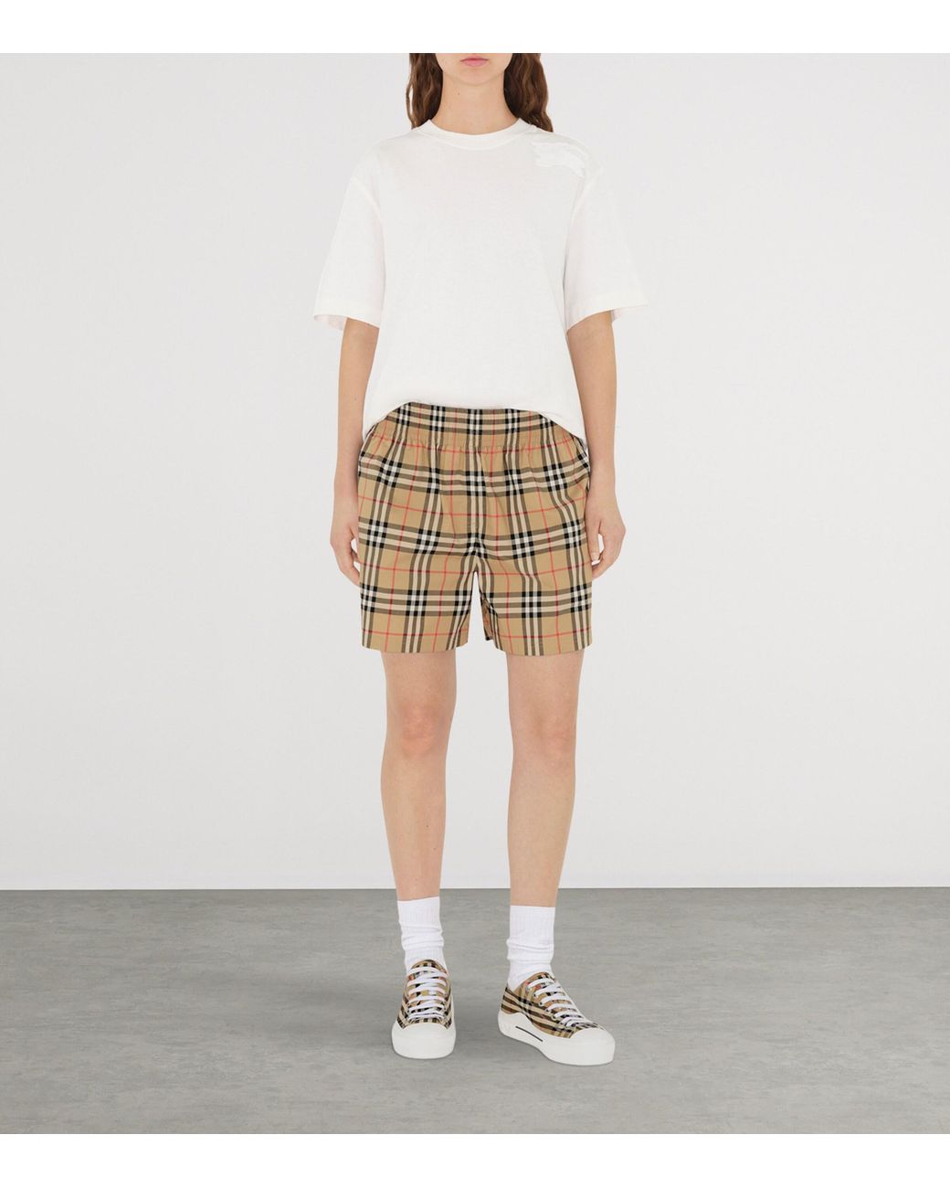 Burberry Natural Stretch-Cotton Check Shorts