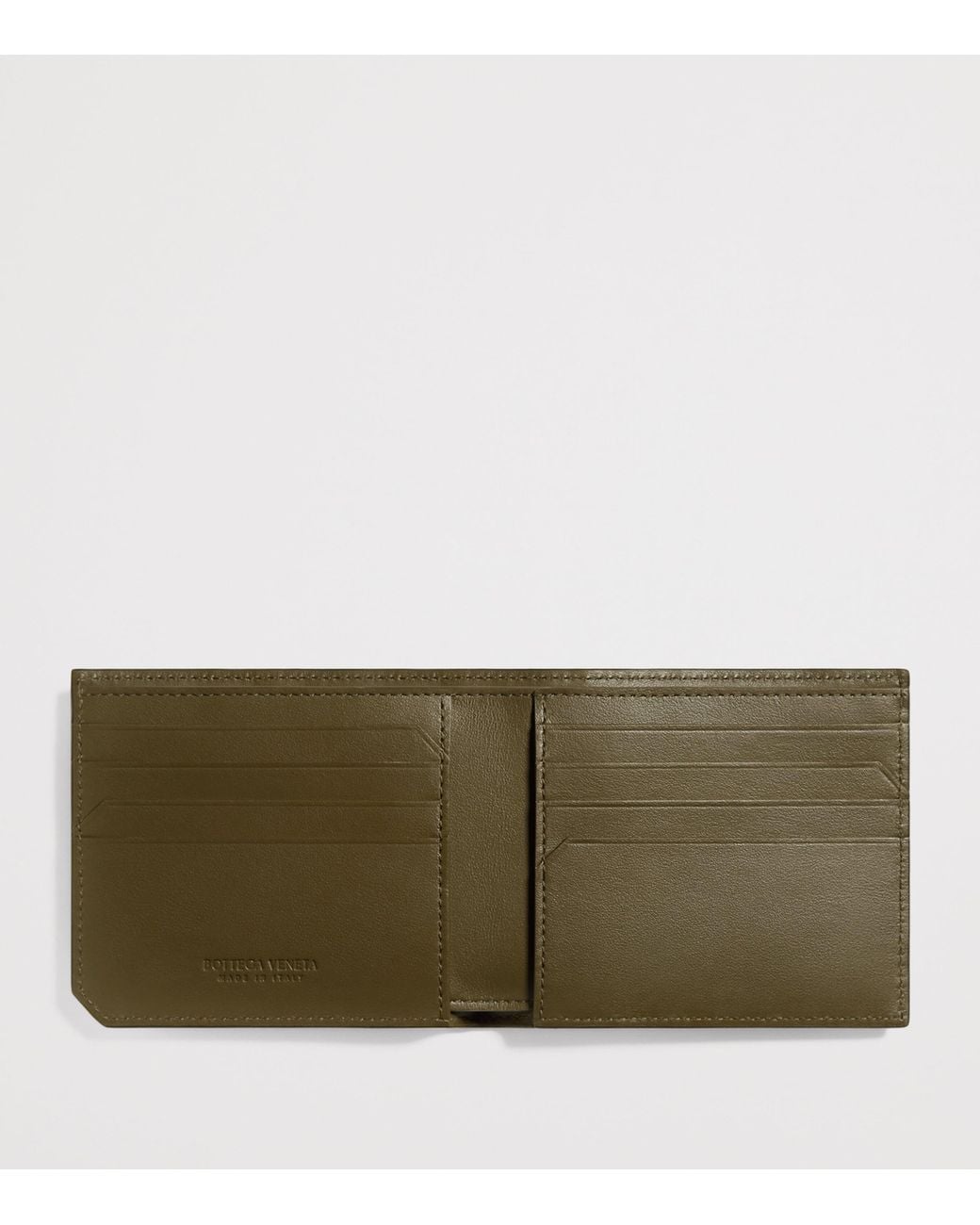 Bottega Veneta Green Leather Intrecciato Piccolo Bifold Wallet for men