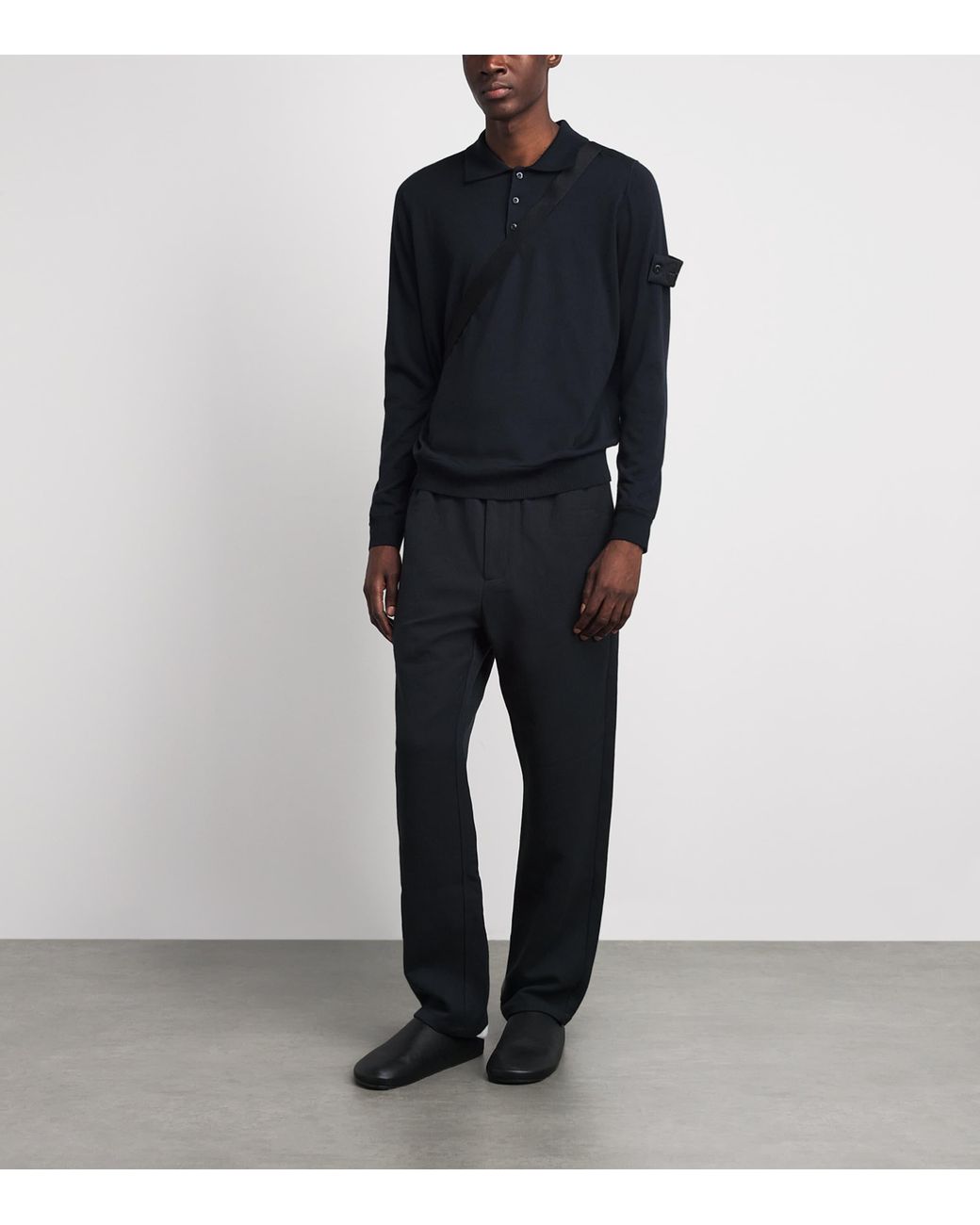 Stone Island Blue Virgin Wool Ghost Polo Sweater for men
