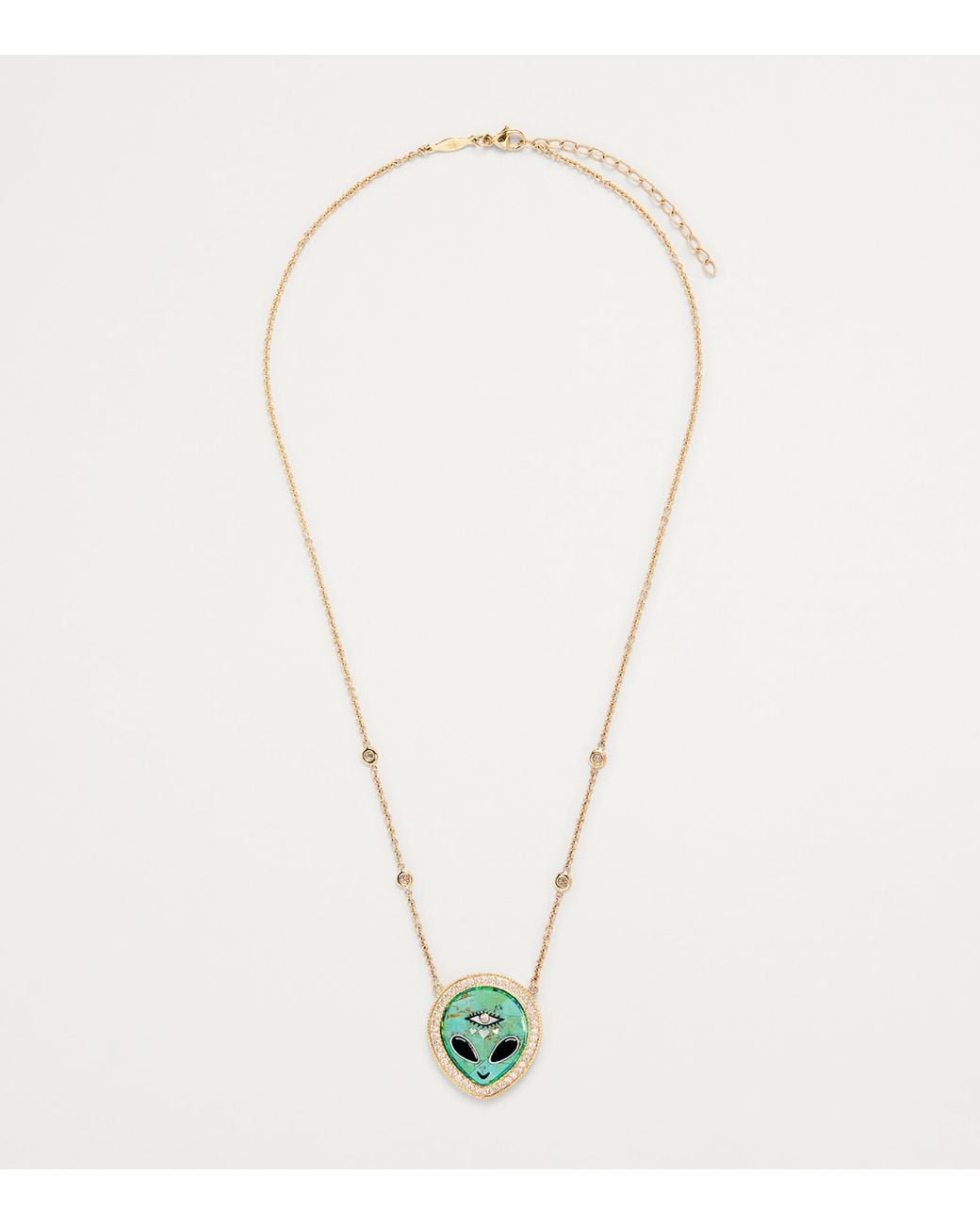 Jacquie Aiche Green Small, Diamond, And Onyx Inlay Necklace