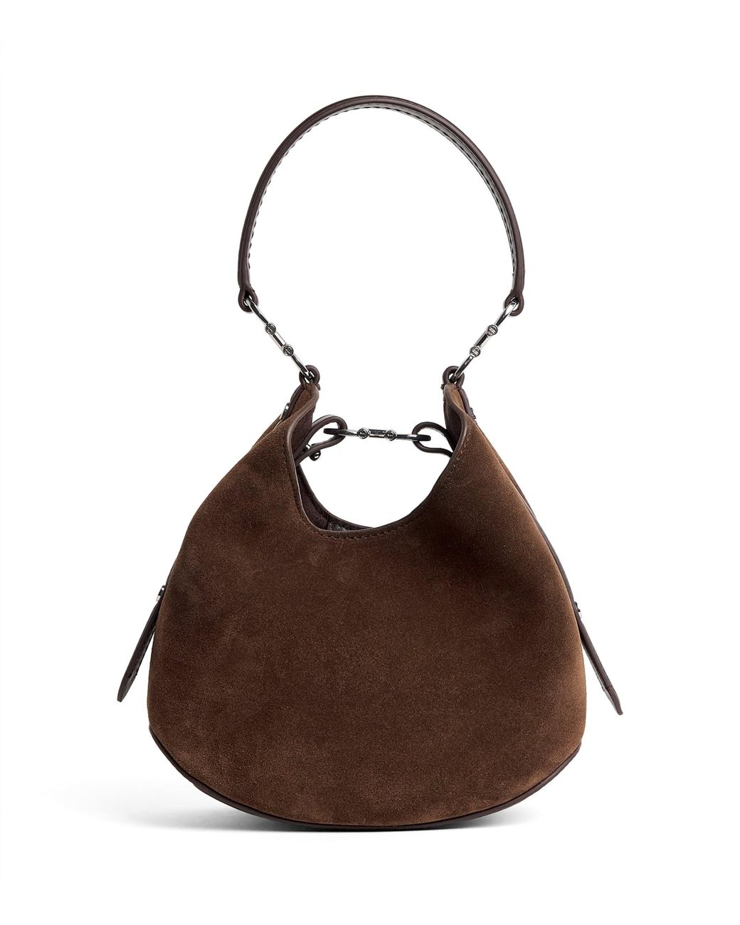 Harrods Brown Small Suede Penny Shoulder Bag