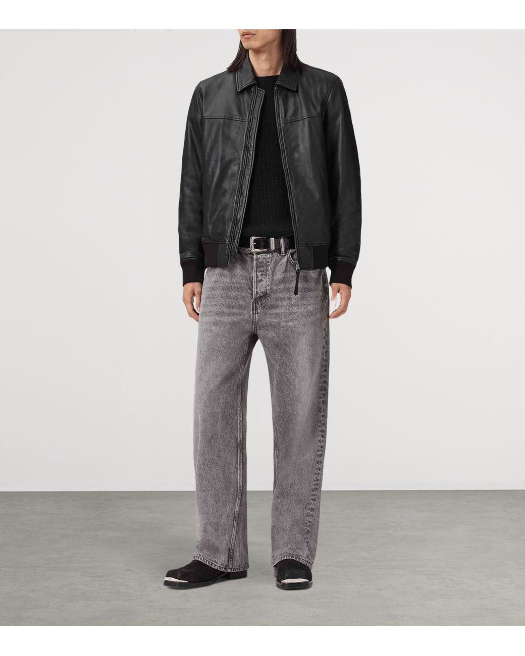 AllSaints Black Rashford Leather Jacket for men