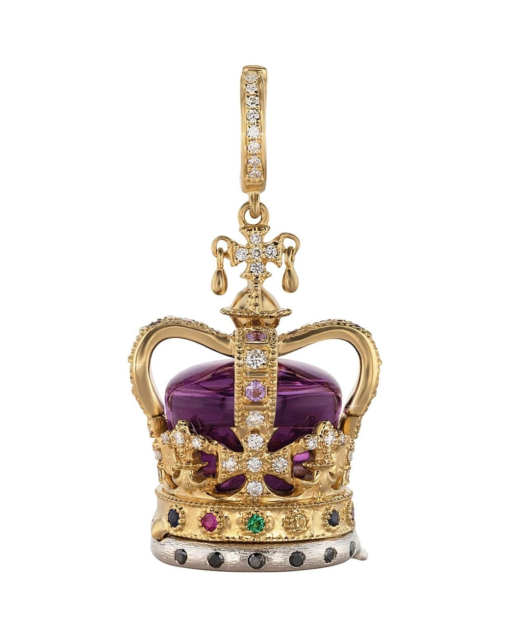 Annoushka Metallic Diamond And Amethyst Coronation Crown Locket Charm