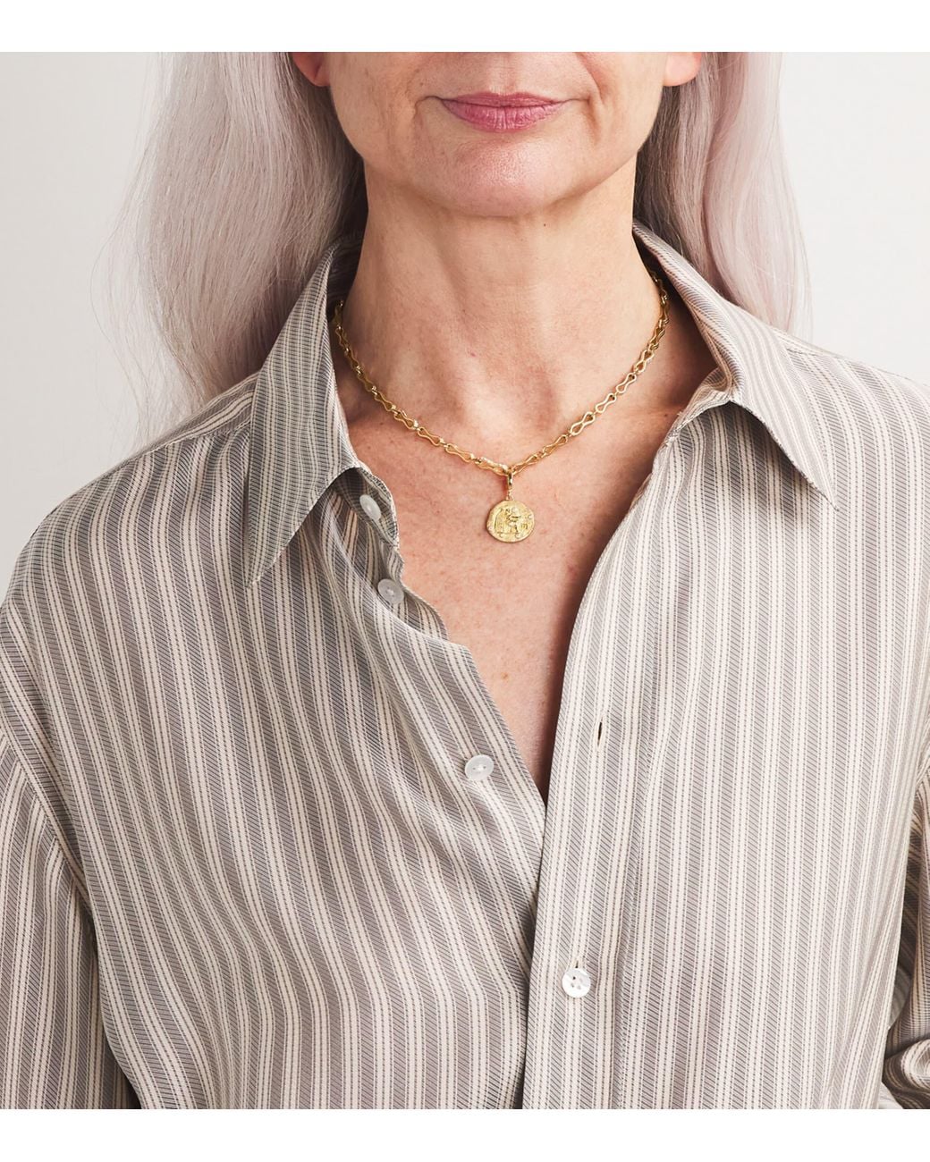 Azlee Metallic Small And Diamond Virgo Coin Charm