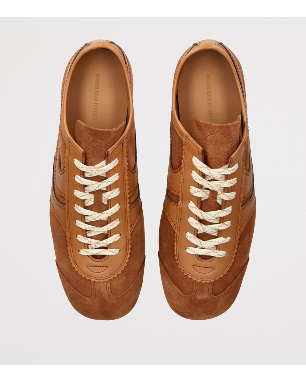 Dries Van Noten Brown Suede Low-Top Sneakers for men