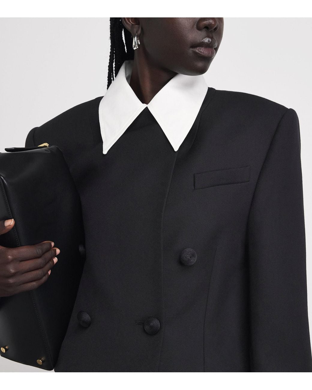 Camilla & Marc Black Wool Collarless Caius Blazer