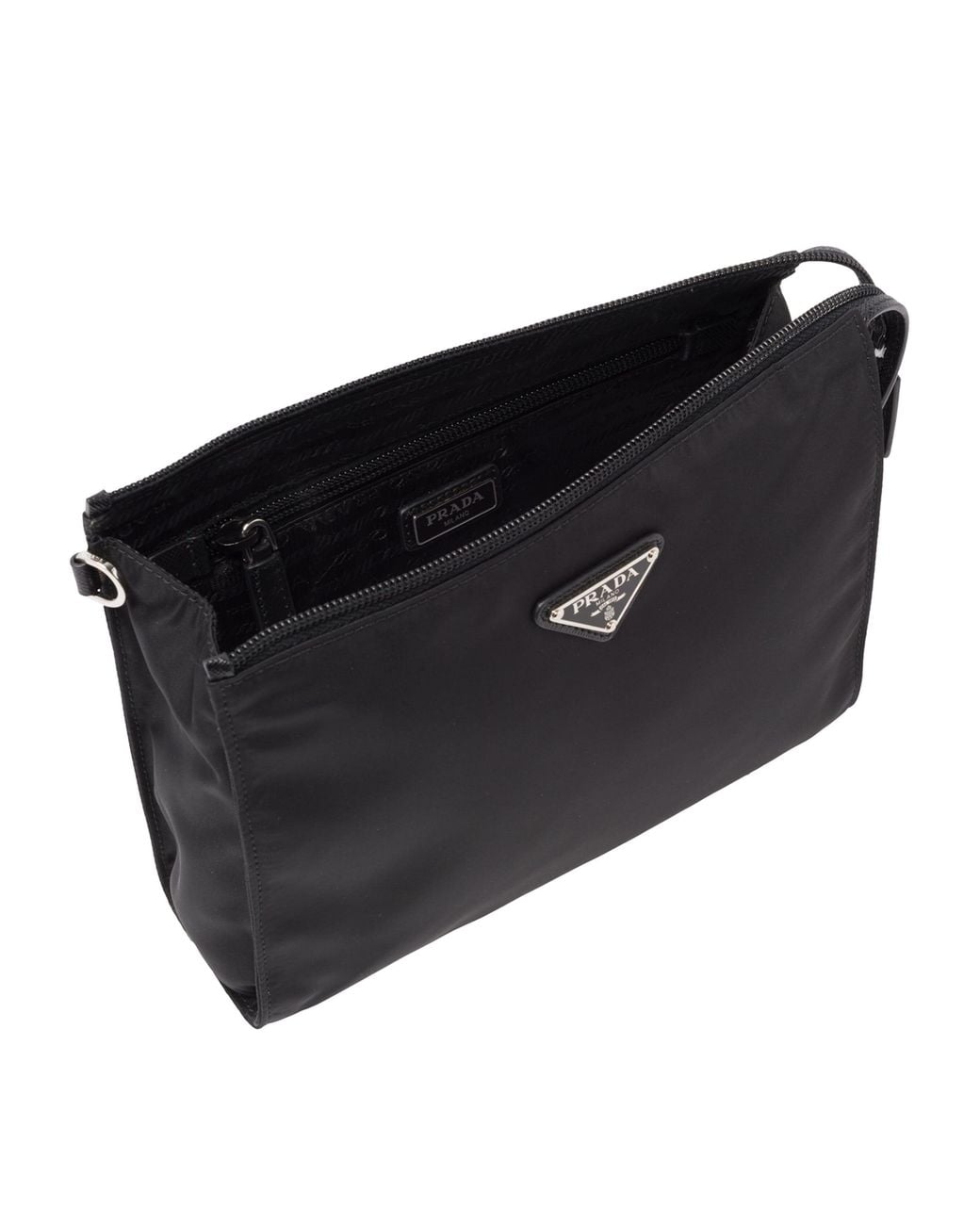 Prada Black Re-Nylon And Saffiano Leather Pouch for men