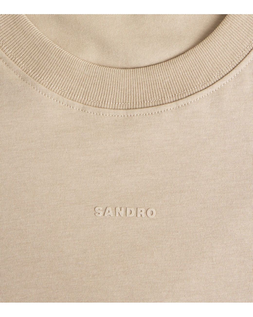 Sandro White Cotton Logo T-Shirt for men