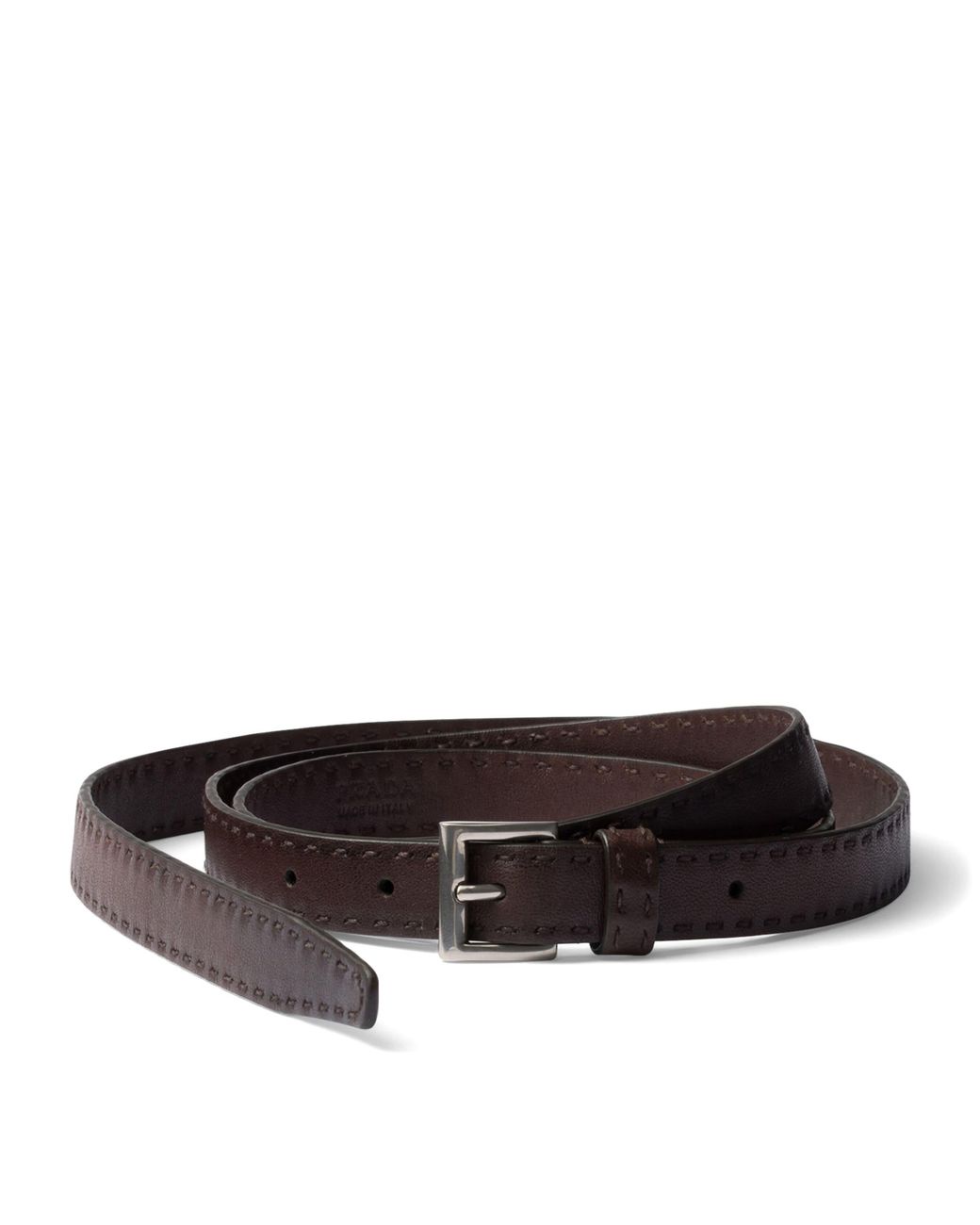 Prada Brown Antiqued Leather Belt