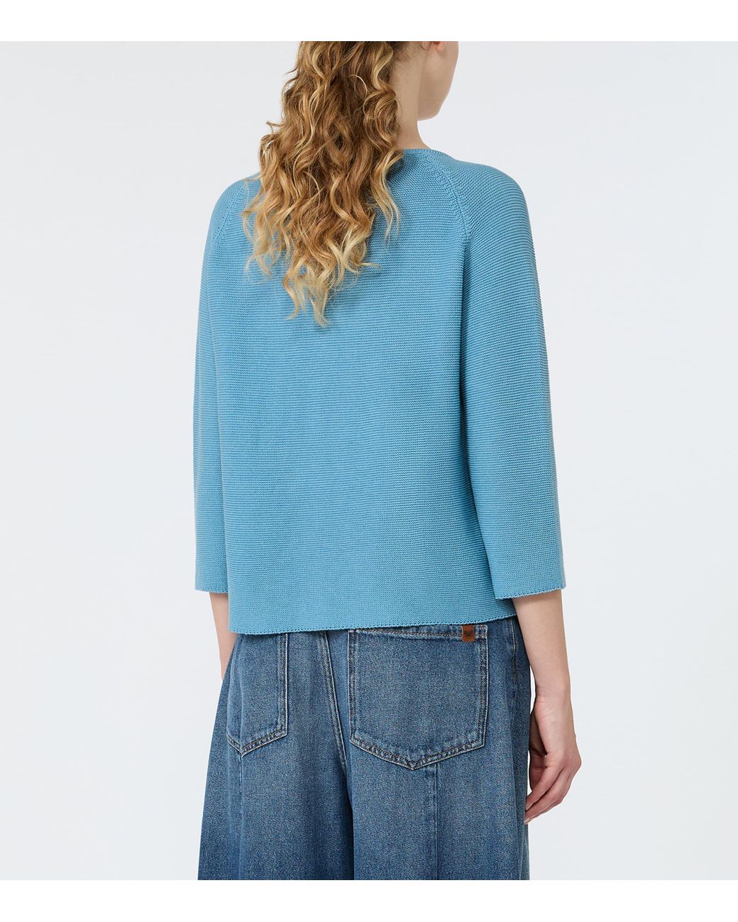 Weekend by Maxmara Blue Cotton Boat-Neck Sweater