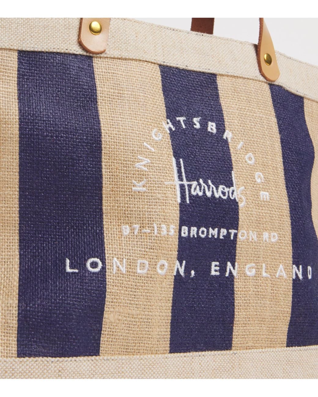 Harrods Blue Small Canvas Stripe Knightsbridge Shopper Bag