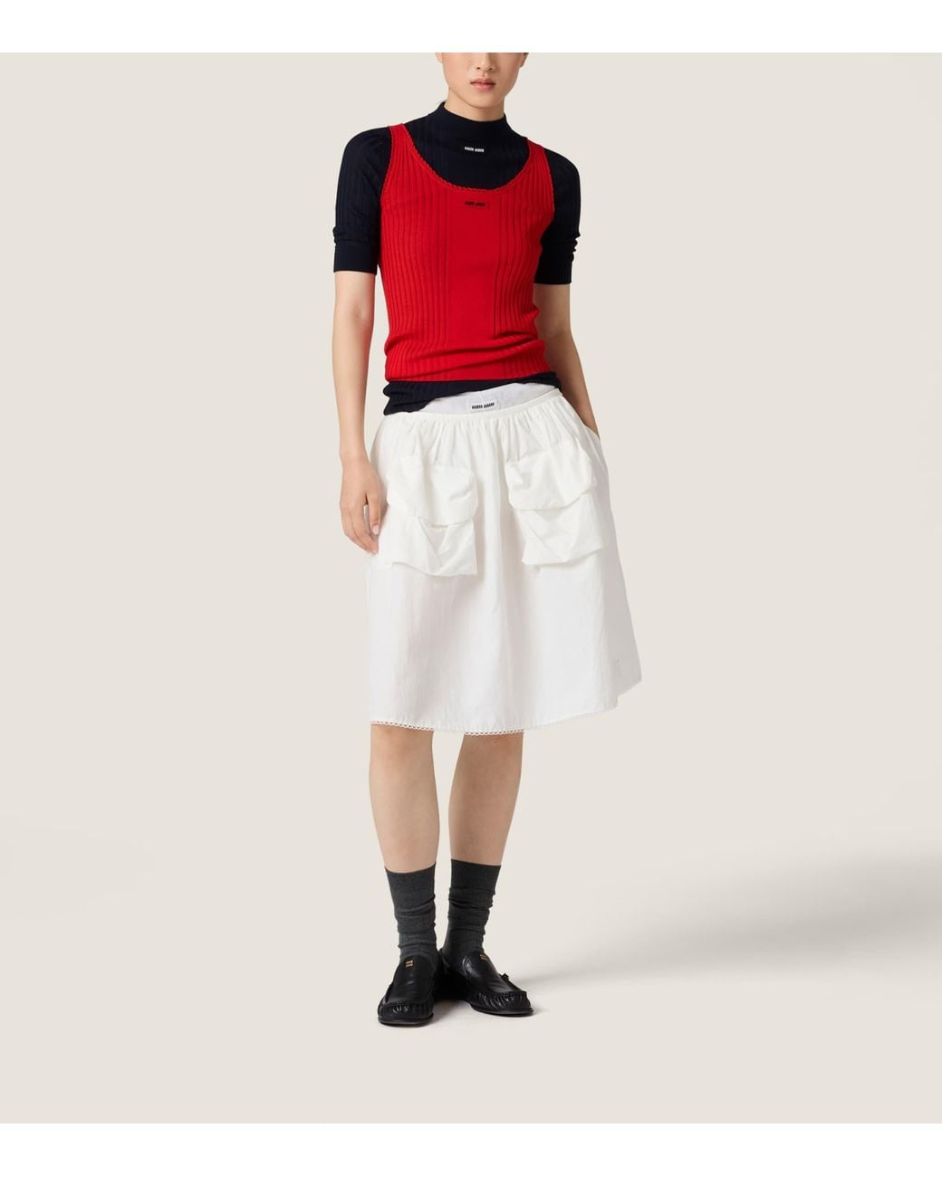 Miu Miu Red Wool Rib-Knit Tank Top