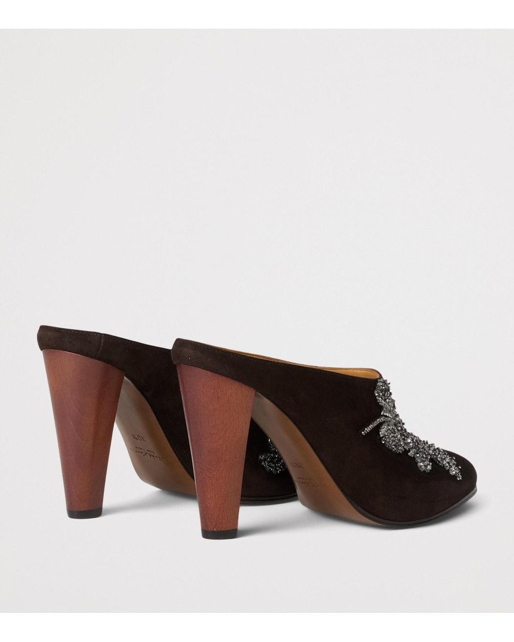 Ralph Lauren Brown Suede Embellished Ashtyn Mules 95
