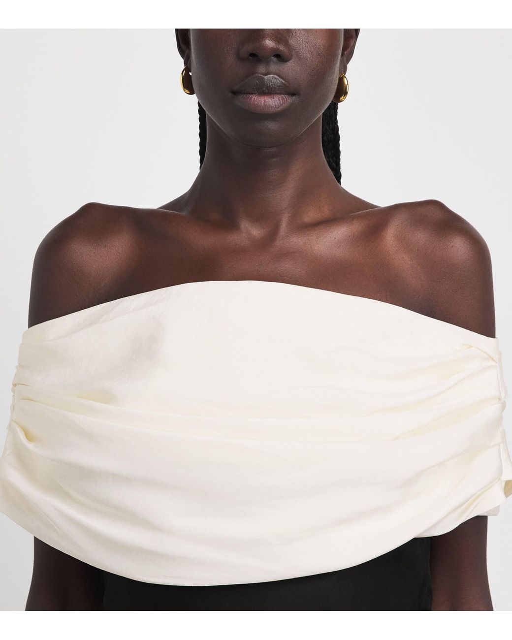 Voranida White Silk-Blend Ruched-Detail Vetra Top