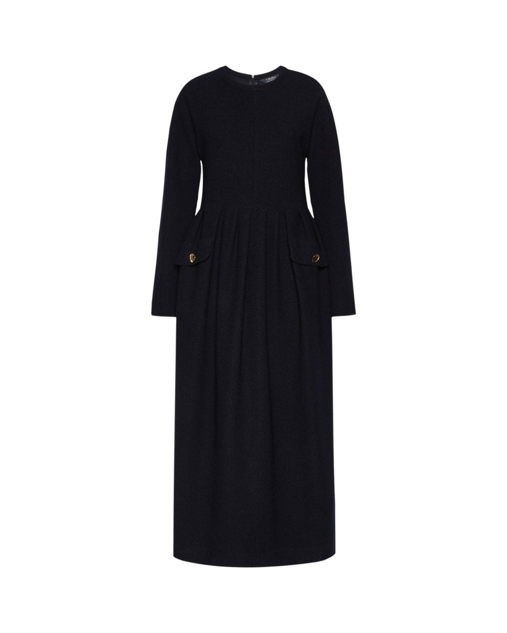 Max Mara Black Jersey Pocket-Detail Midi Dress