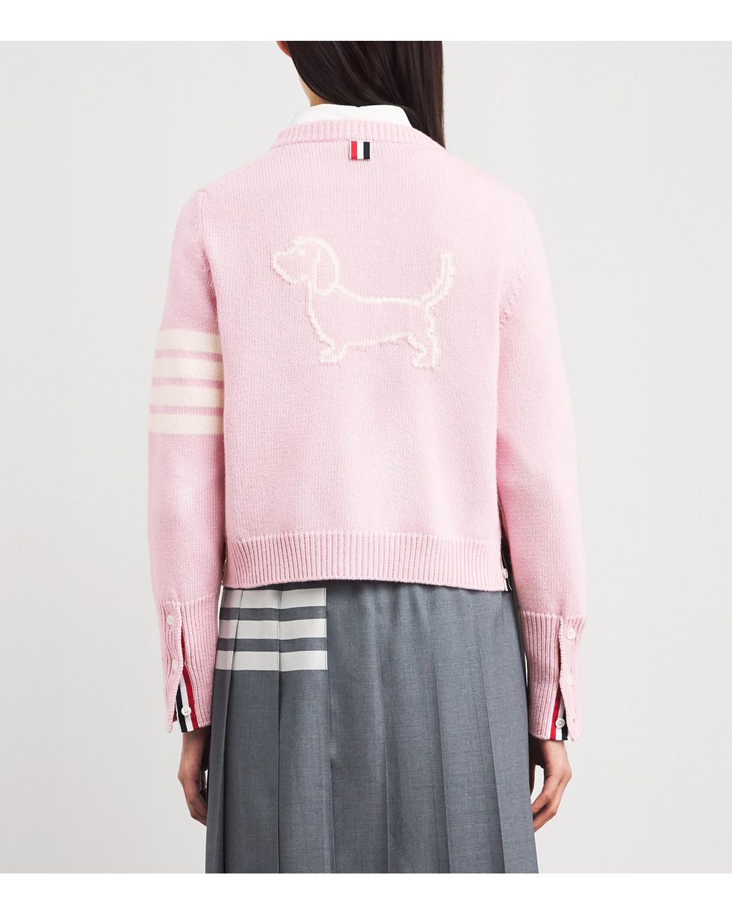 Thom Browne Pink Wool Hector 4-Bar Cardigan