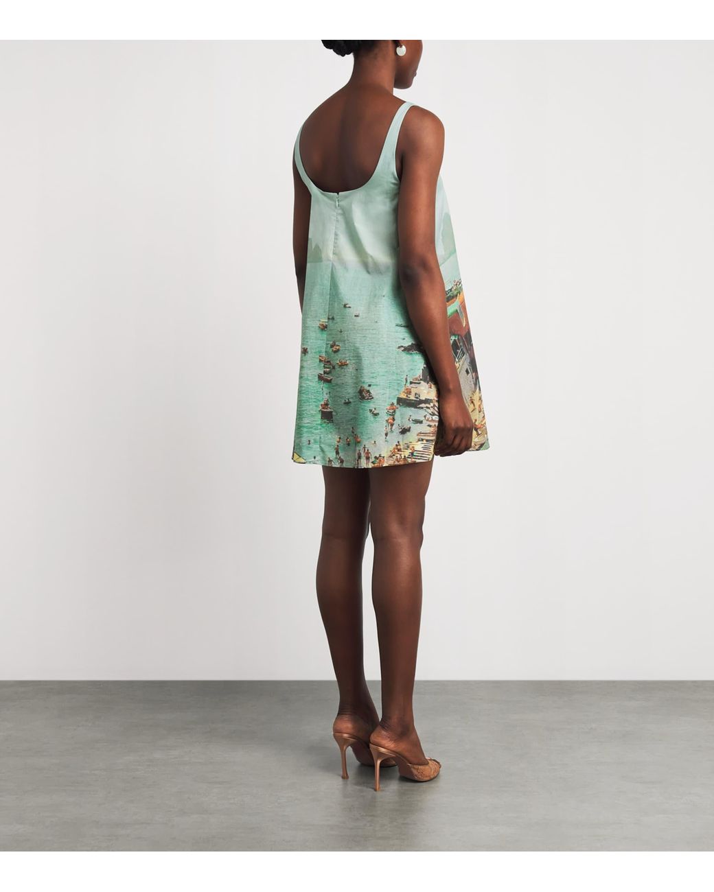Staud Green Endless Summer Print Brio Mini Dress