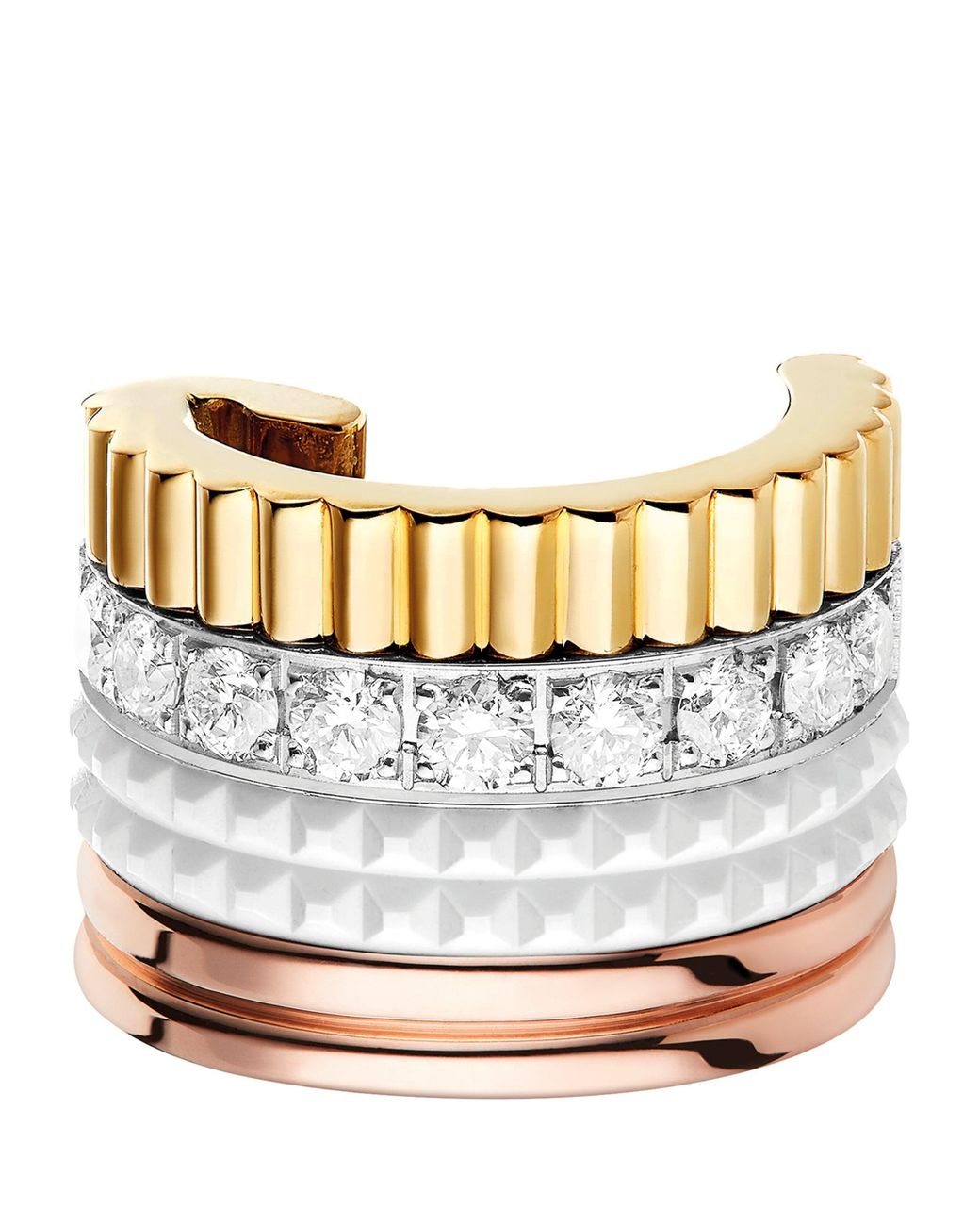 Boucheron White Mixed And Diamond Quatre Edition Single Ear Clip