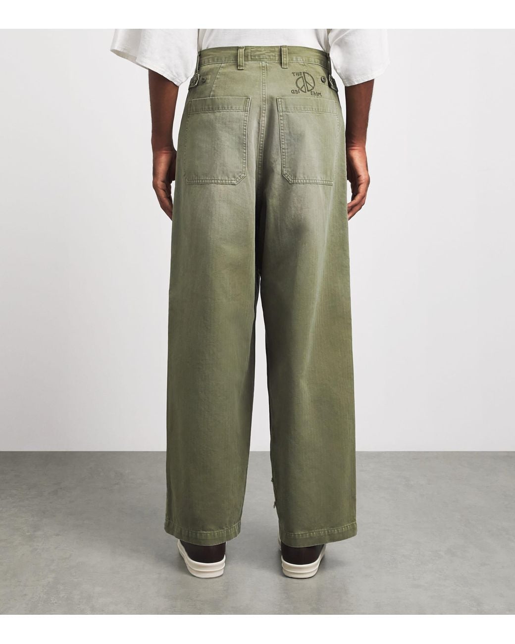Kapital Green Fatigue Herringbone Baggie Jeans for men