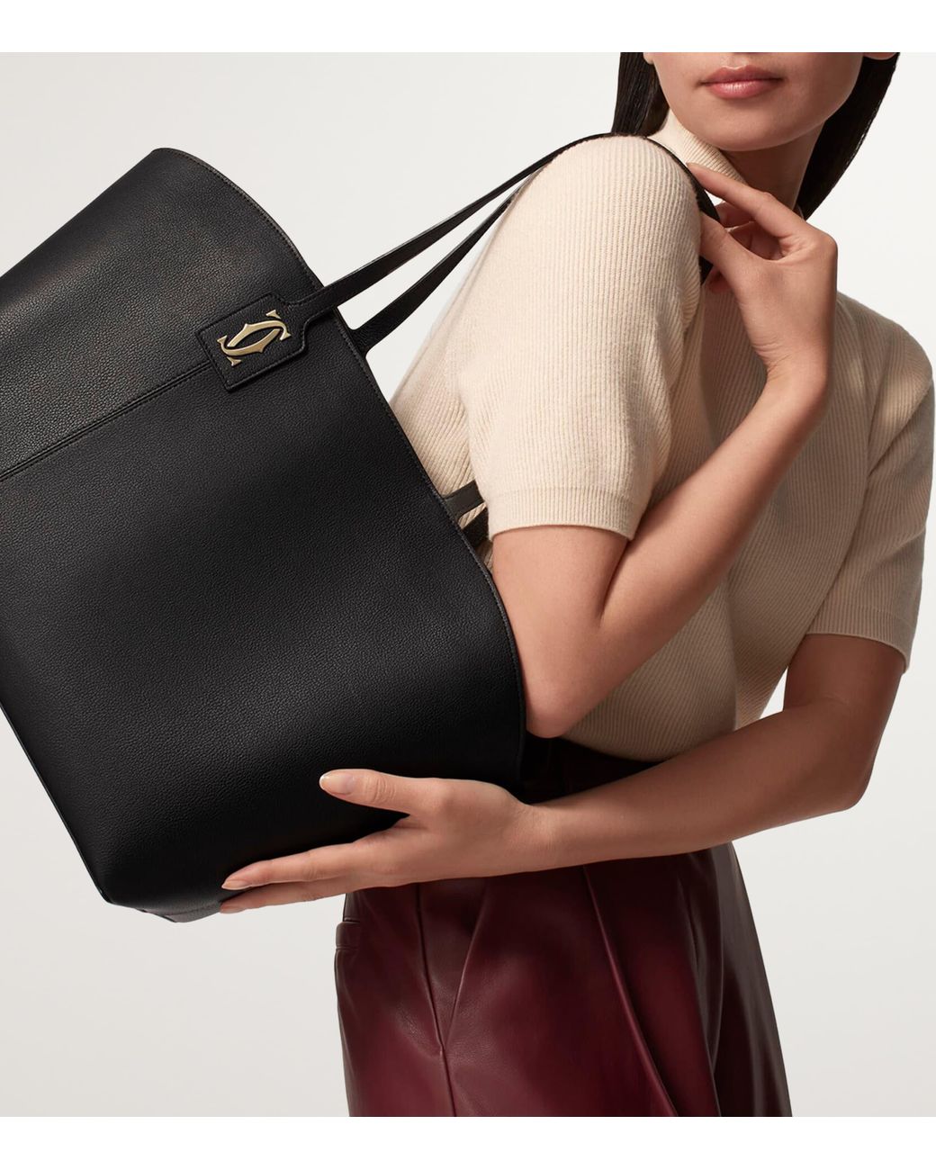 Cartier Black Calfskin C De Tote Bag