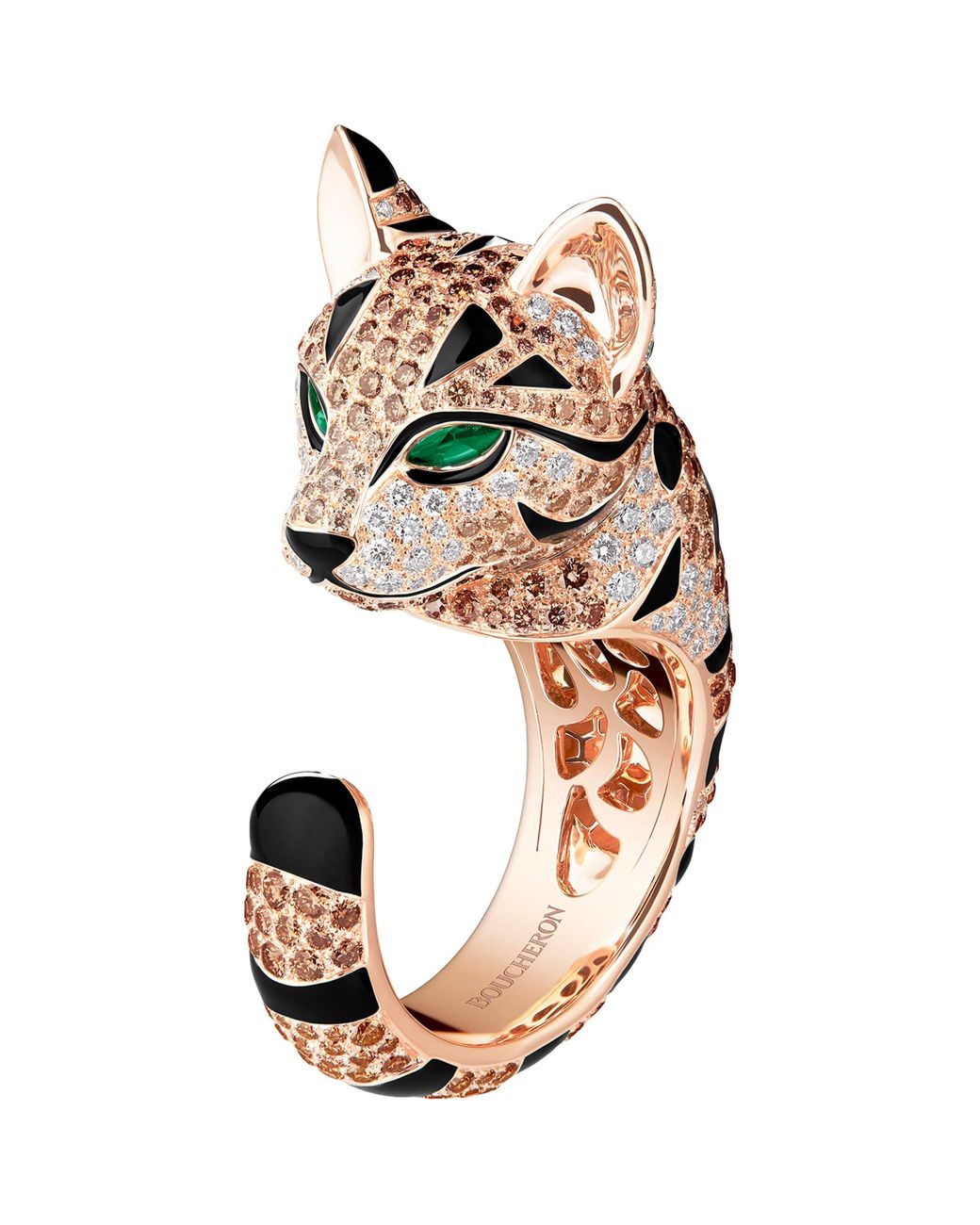 Boucheron Multicolor Diamond And Emerald Fuzzy The Leopard Cat Ring