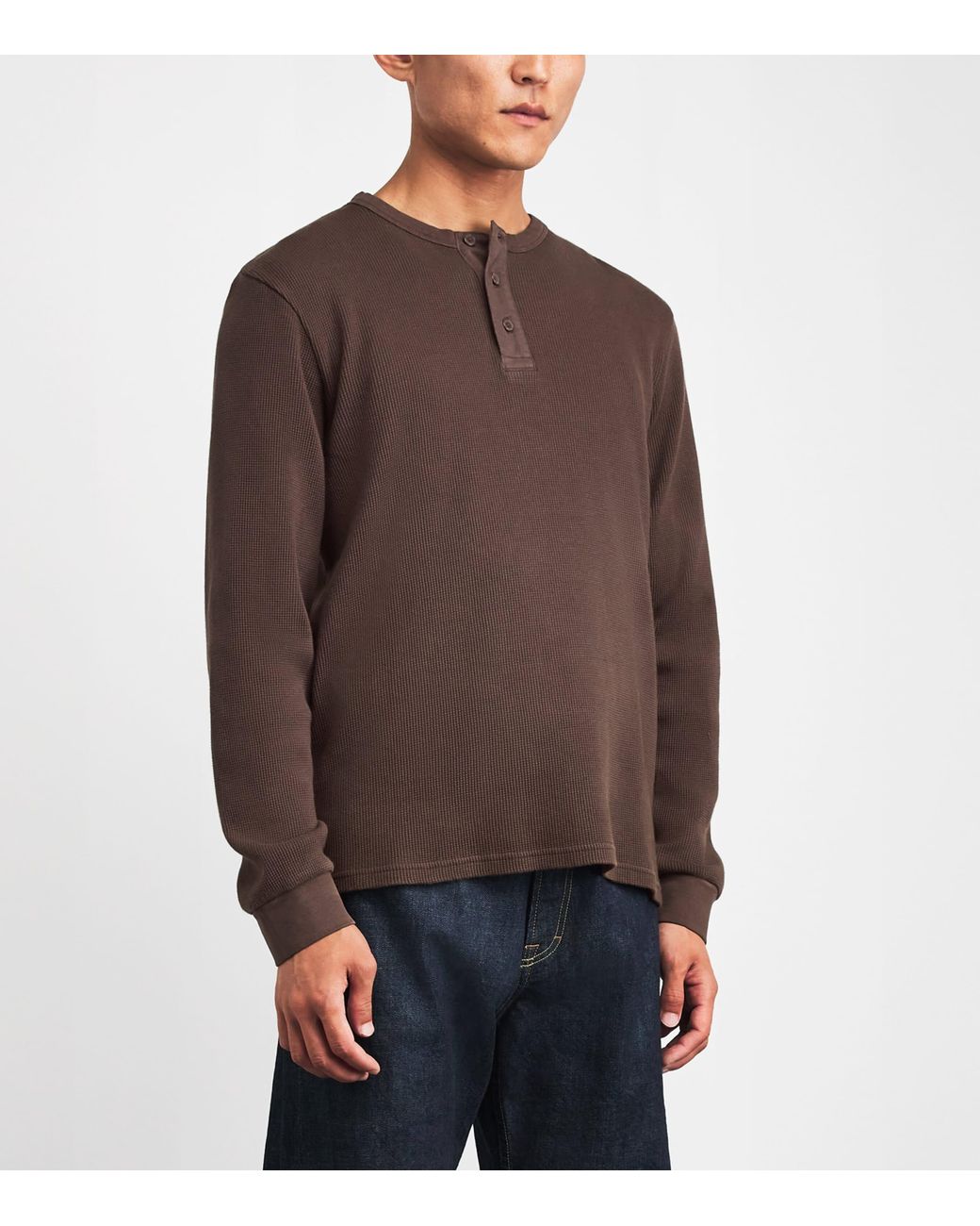 Wax London Brown Cotton Caleb Henley Top for men