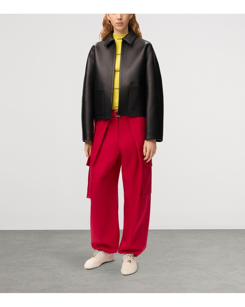 Loewe Red Cotton-Silk Cargo Trousers
