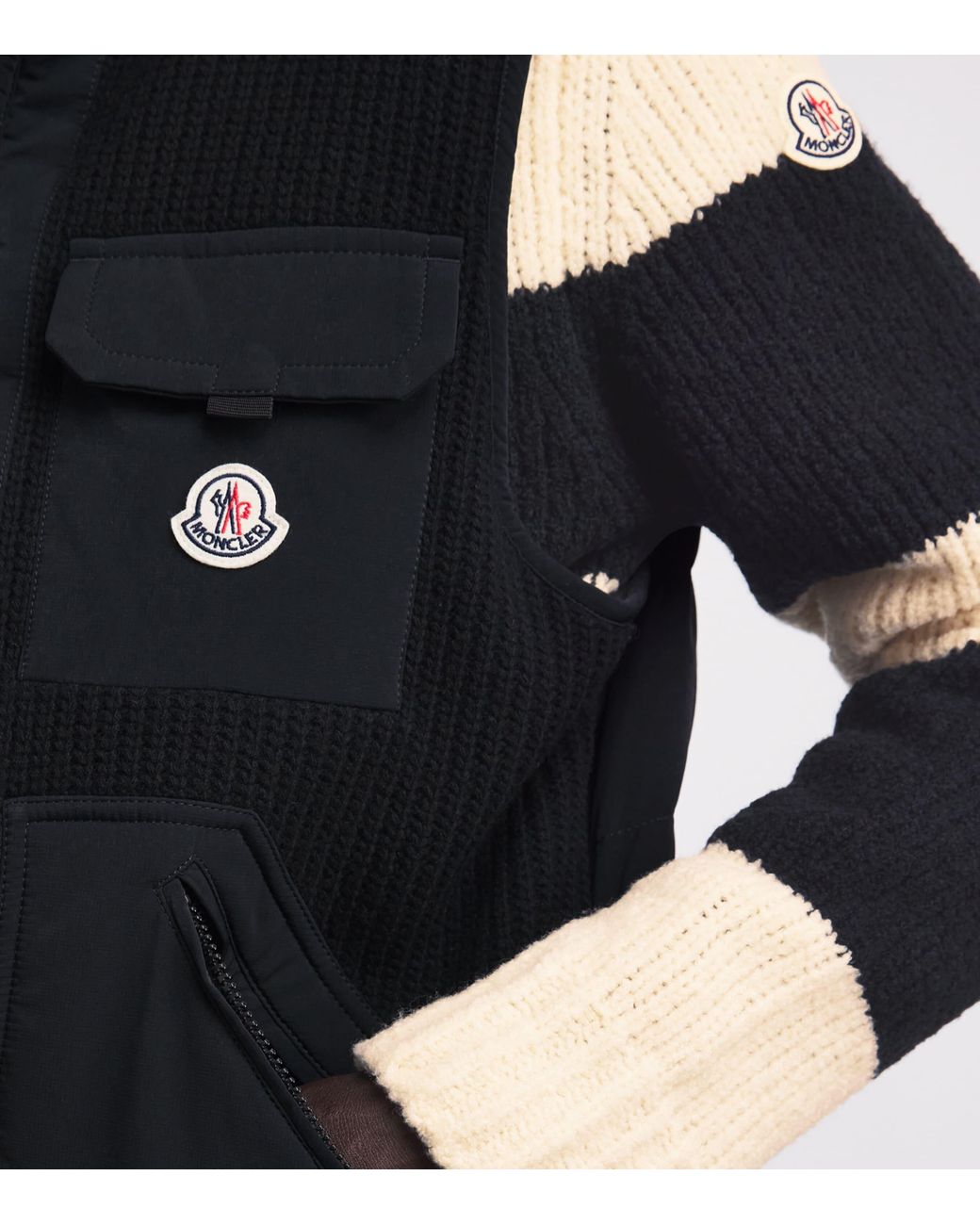 Moncler Black Wool-Blend Stripe Sweater for men