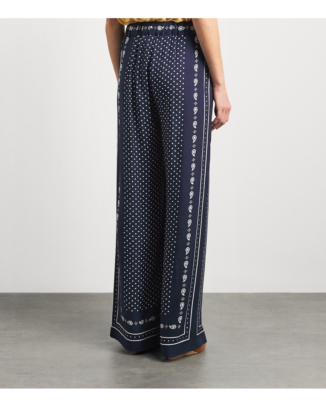Maje Blue Printed Wide-Leg Trousers