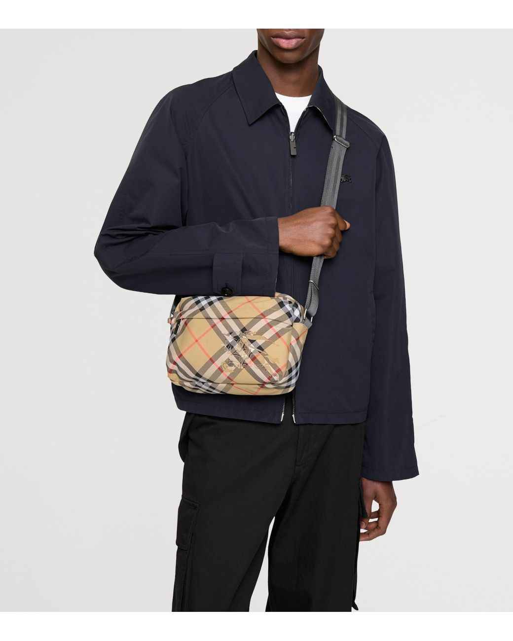 Burberry Brown Small Canvas Check Cross-Body Bag for men