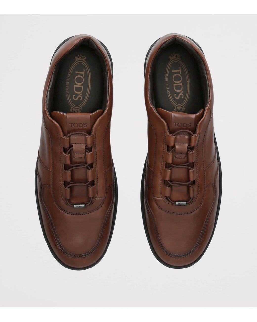 Tod's Brown Leather Elastic Cassetta Sneakers for men