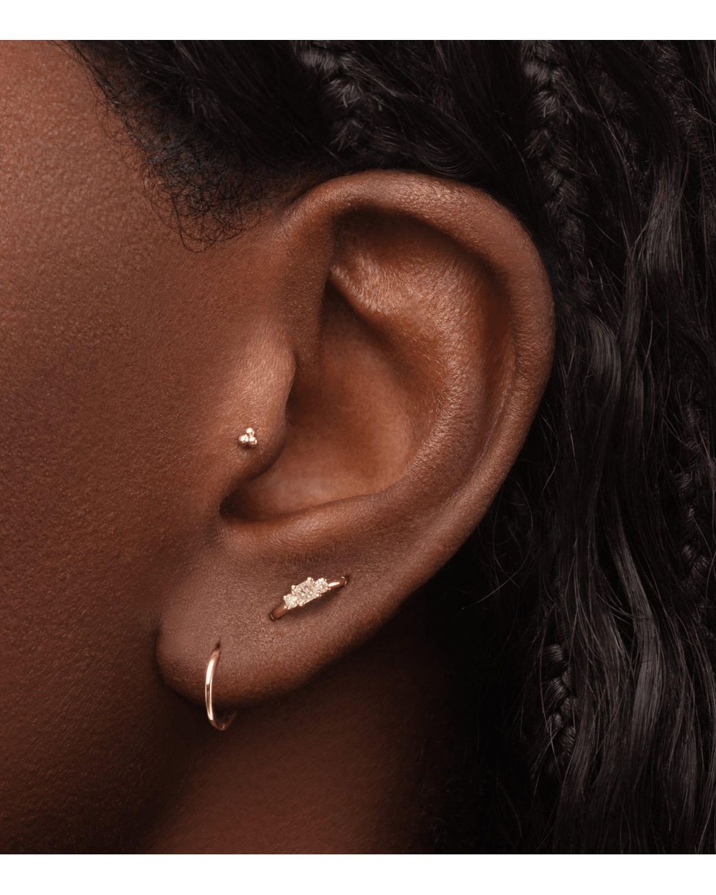 Maria Tash Metallic Three Ball Trinity Threaded Stud Earring