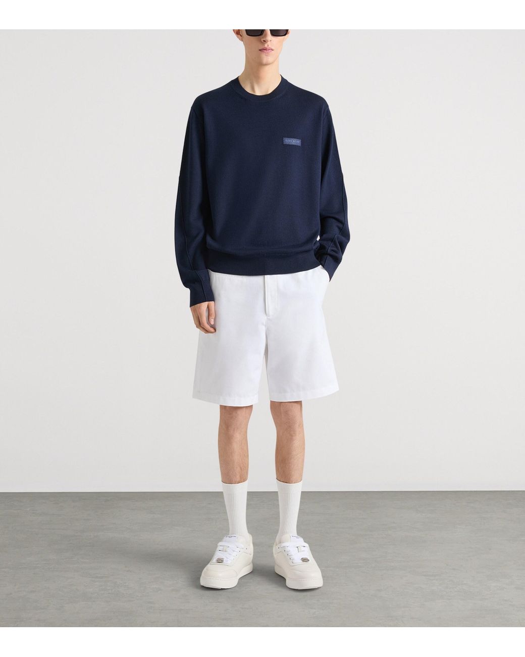 Givenchy Blue Wool Logo Sweater for men