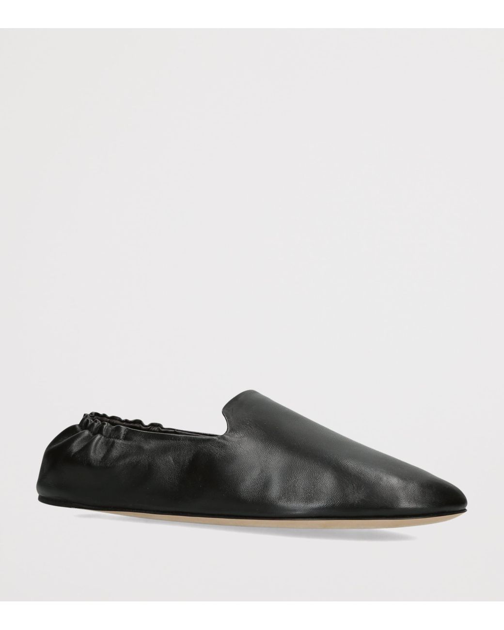 The Row Black Casa Leather Slippers
